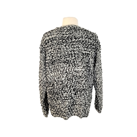 Tobi Black & White Loop Knit Zip Up Cardigan Sweater - Picture 4 of 7